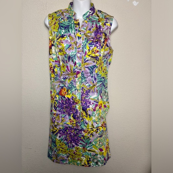 Eccoci Multi Tropical Floral Sleeveless Button Down Blouse and Skirt Combo 6 - Picture 2 of 9